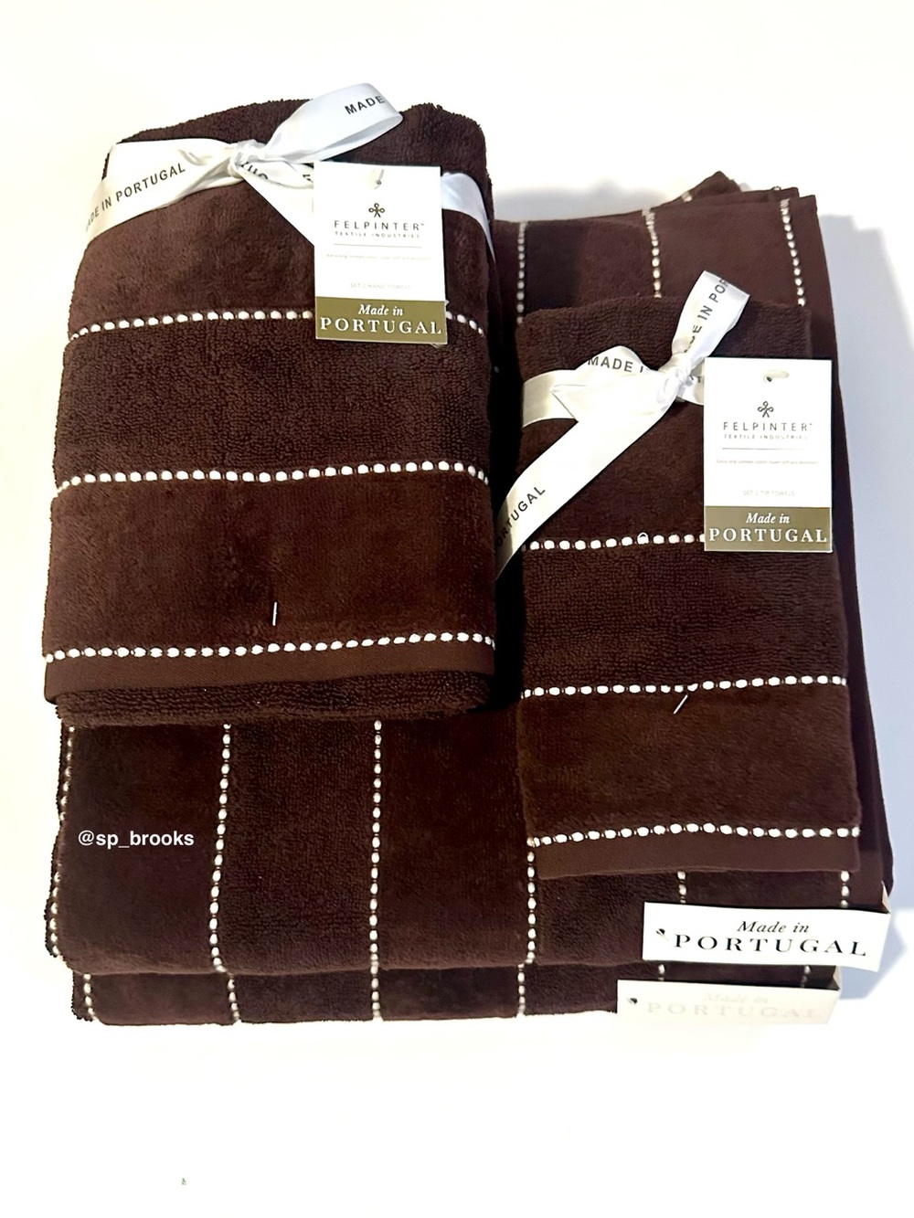 🎁6PC FELPINTER Velour Bath Towel Set - Brown - Cotton, Super Soft & Absorbent